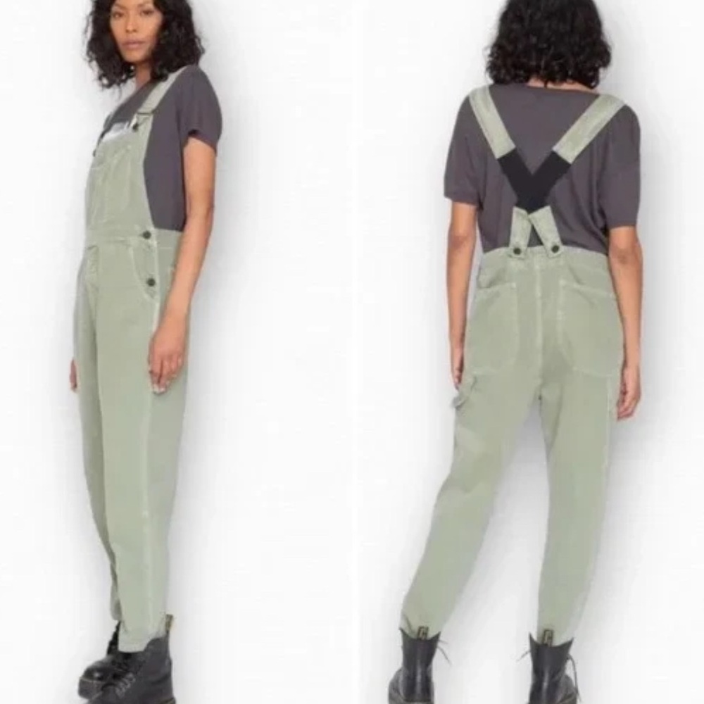 SR vs. Sandrine Rose x Free People Army Green Overalls Women’s Size Small - Picture 2 of 10